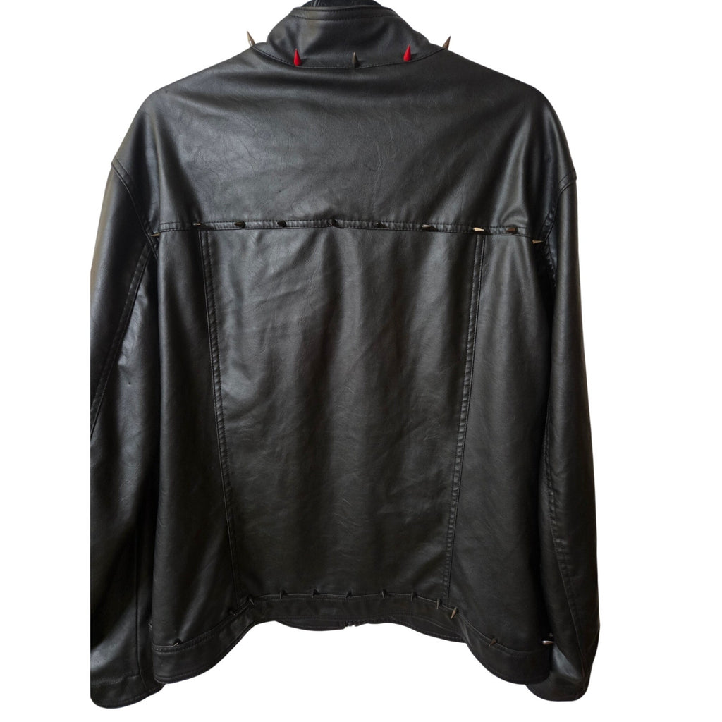 Expelled Vintage Faux Leather Jacket with Custom Metal Spikes Men's Size L