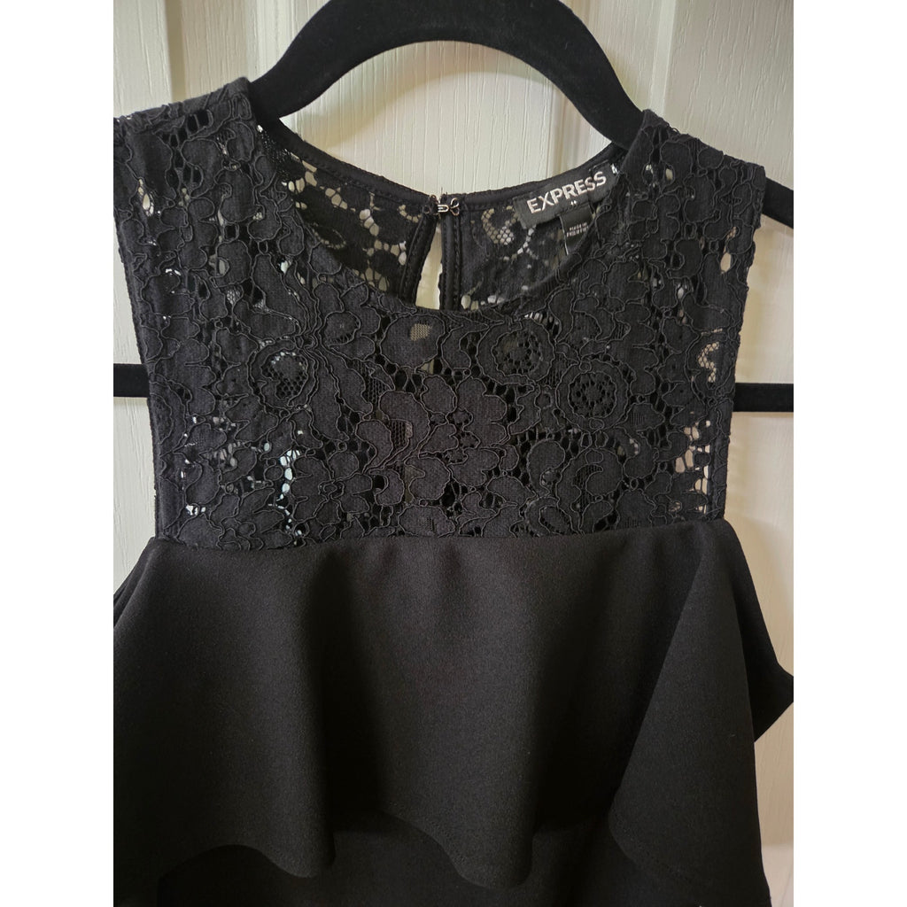 Express Black Romper with Lace Neckline Women's Size 2