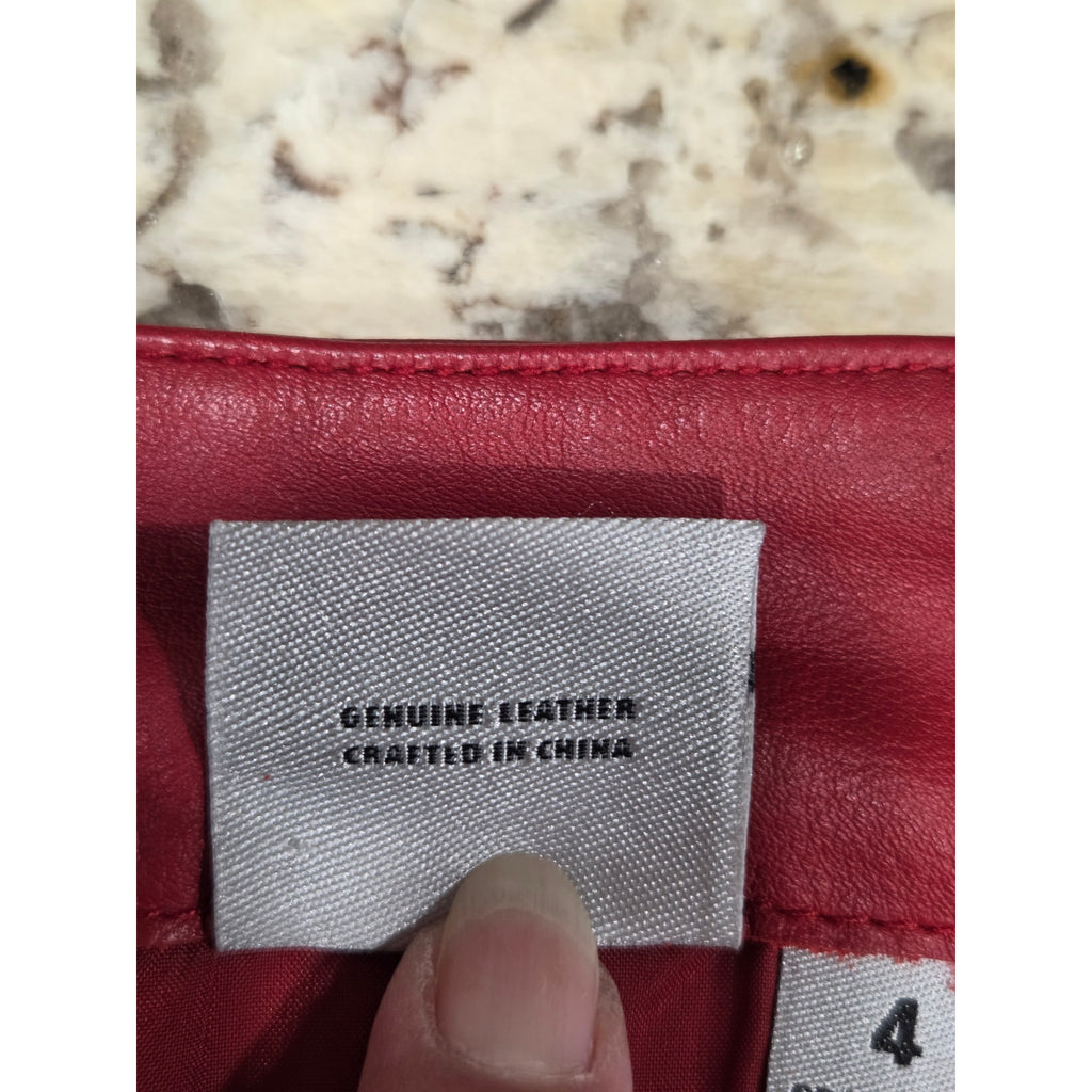NWT Vintage 90's Wilson's Red Leather Mini Skirt Women's Size 4