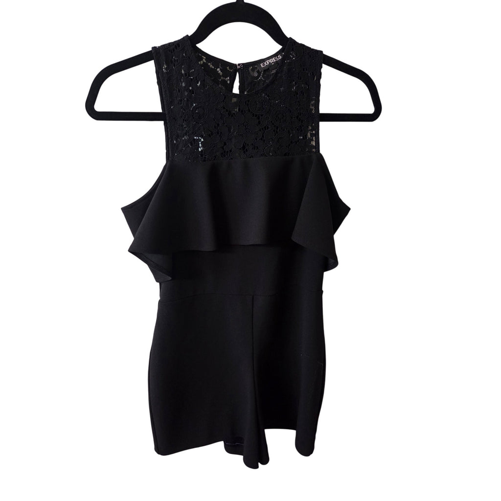 Express Black Romper with Lace Neckline Women's Size 2