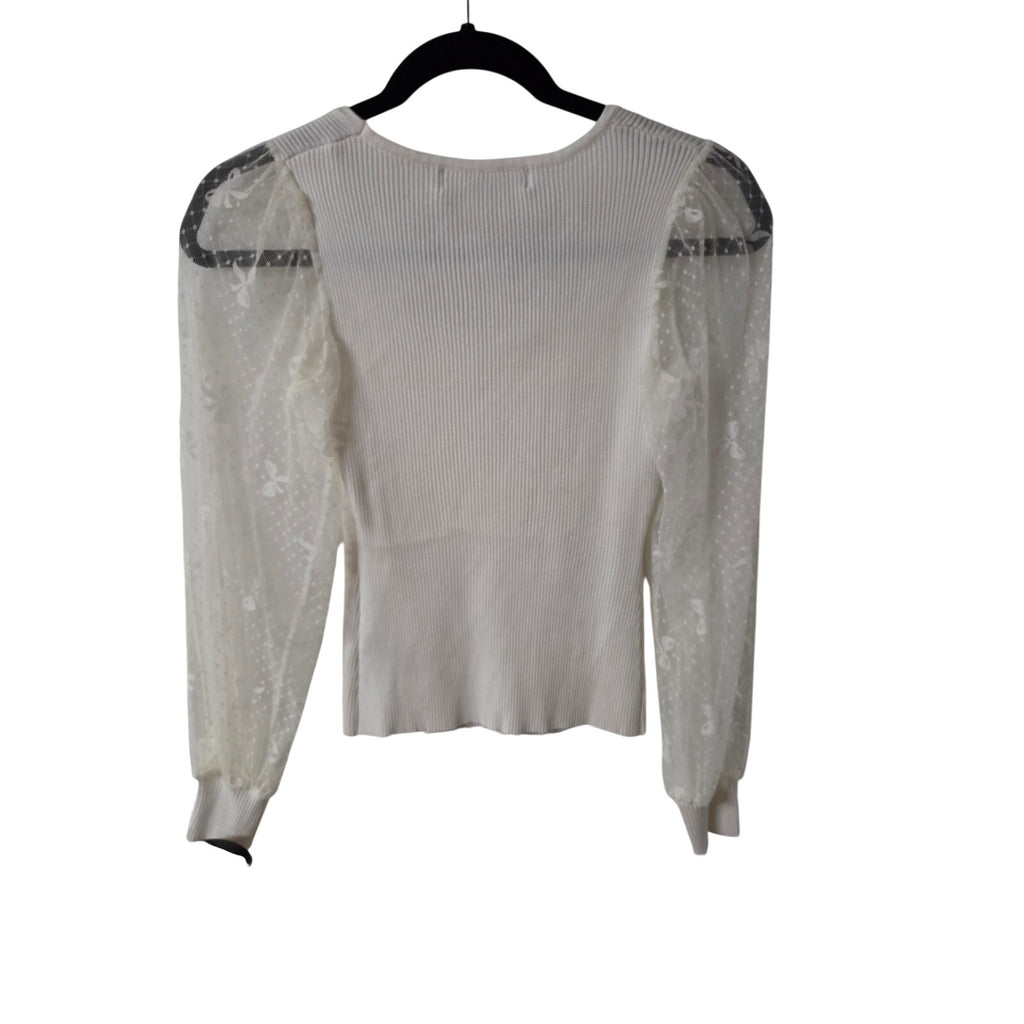 Madden Girl Square Neck Ribbed Top with Mesh Sleeves Size M
