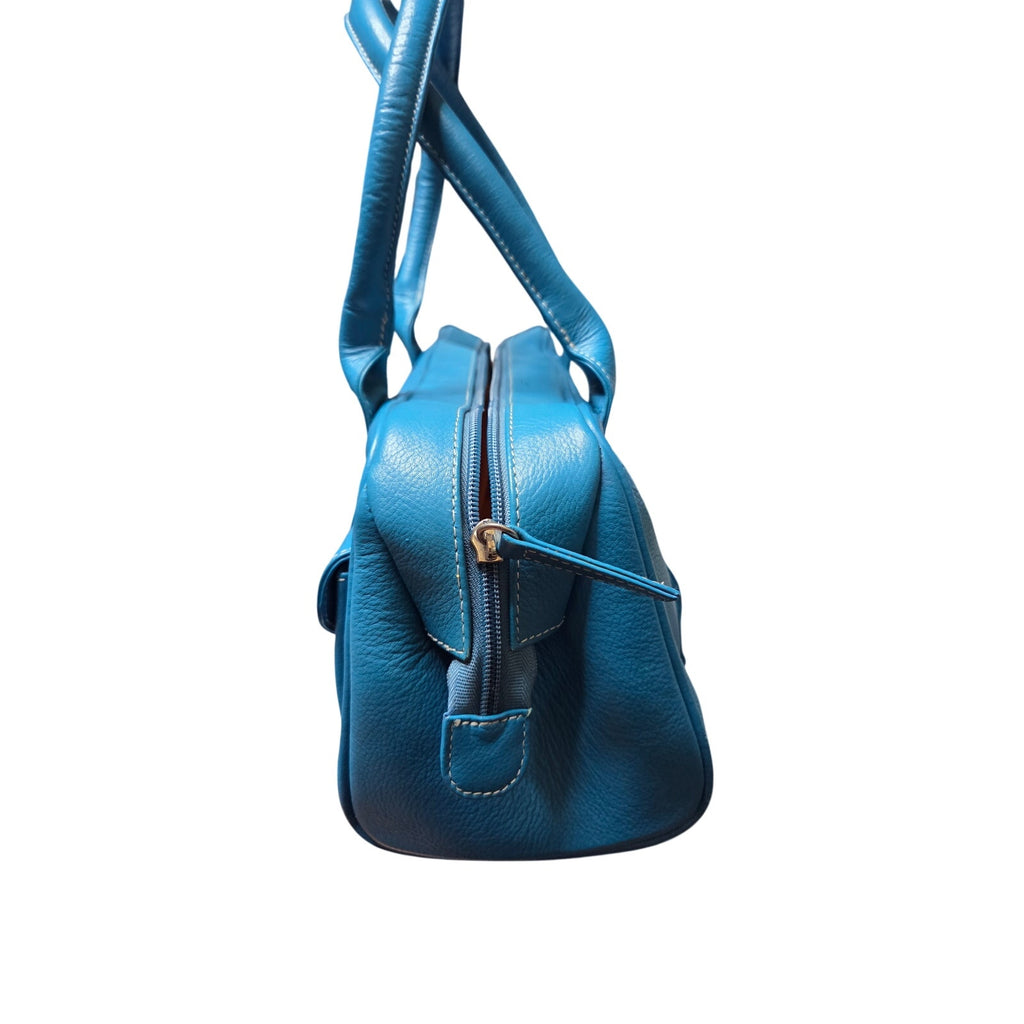 Blue Genuine Leather Cargo Bag