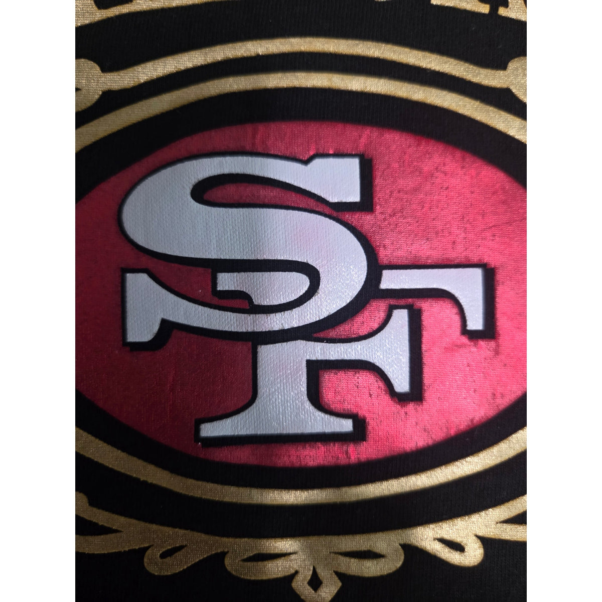 San Francisco 49ers Whiskey T-Shirt with Gold Foil Size L