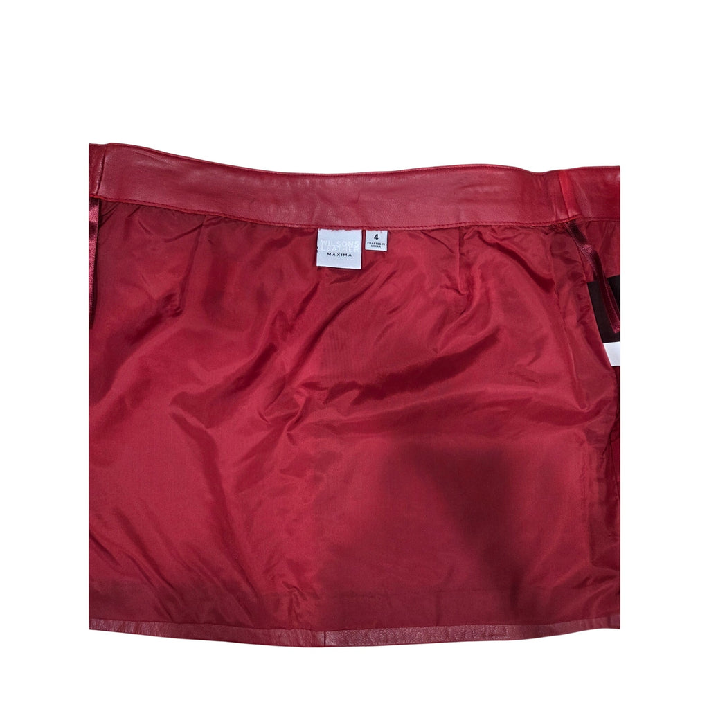 NWT Vintage 90's Wilson's Red Leather Mini Skirt Women's Size 4
