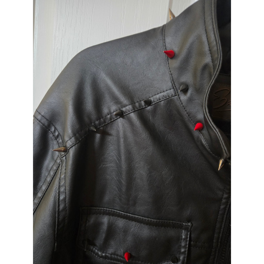 Expelled Vintage Faux Leather Jacket with Custom Metal Spikes Men's Size L