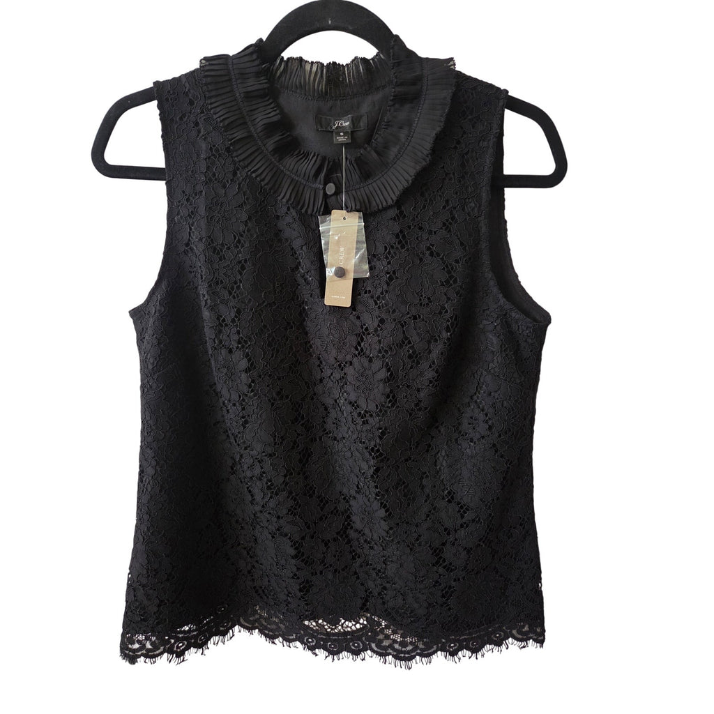 NWT J.Crew Black Lace Sleevless Blouse Women's Size S