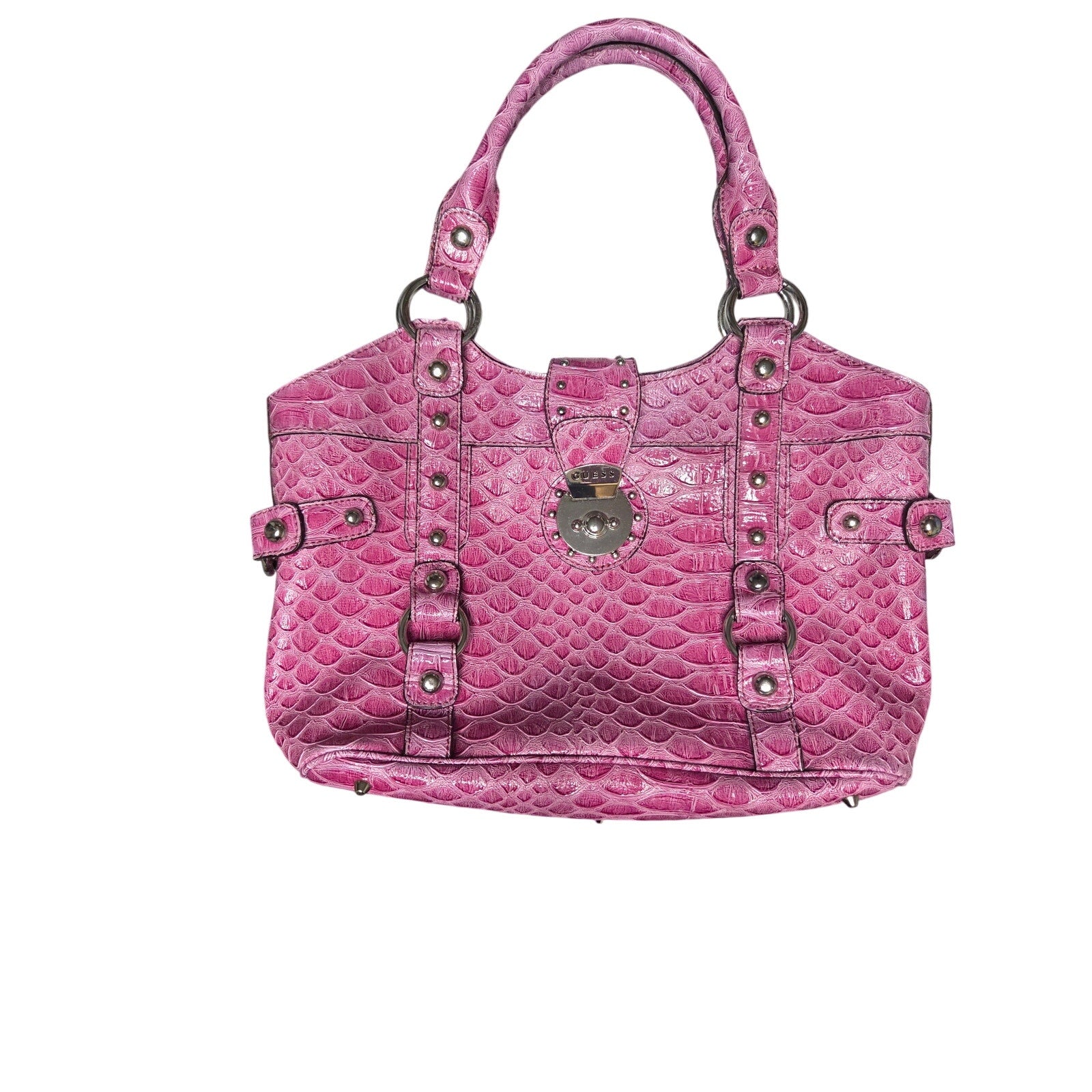 Guess Vintage Pink Studded Crocodile Bag